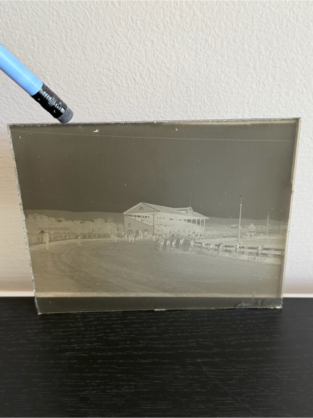 Antique Glass Plate Negative Scranton Driving Park Bicycle Race PA 1800s/1900s